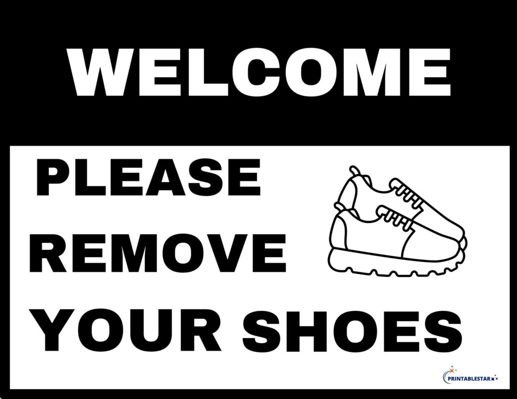 Black And White Please Remove Your Shoes Sign