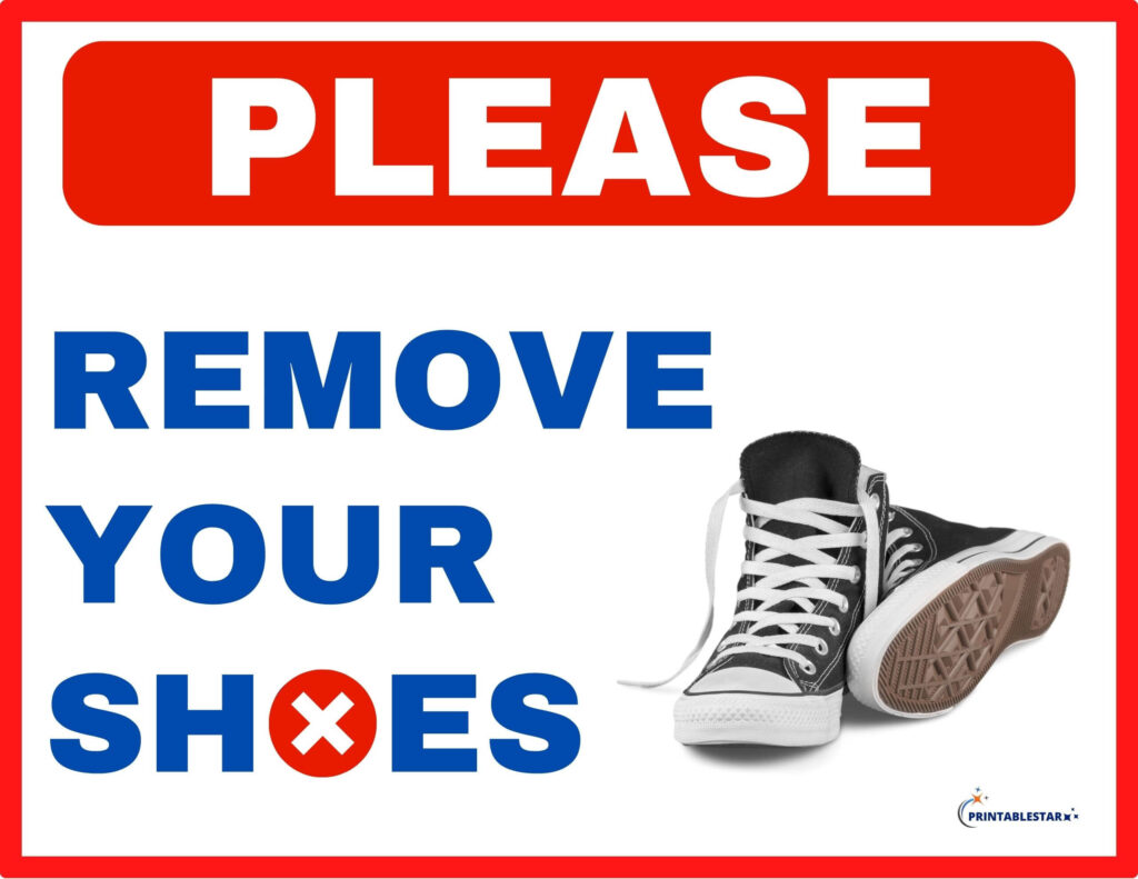 Free Please Remove Your Shoes Sign Printable