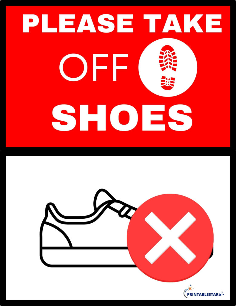 Please Take Off Shoes Signs